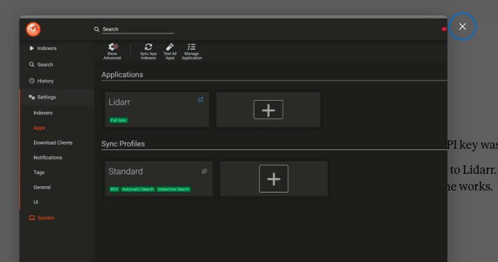 Prowlarr indexers synced with Lidarr